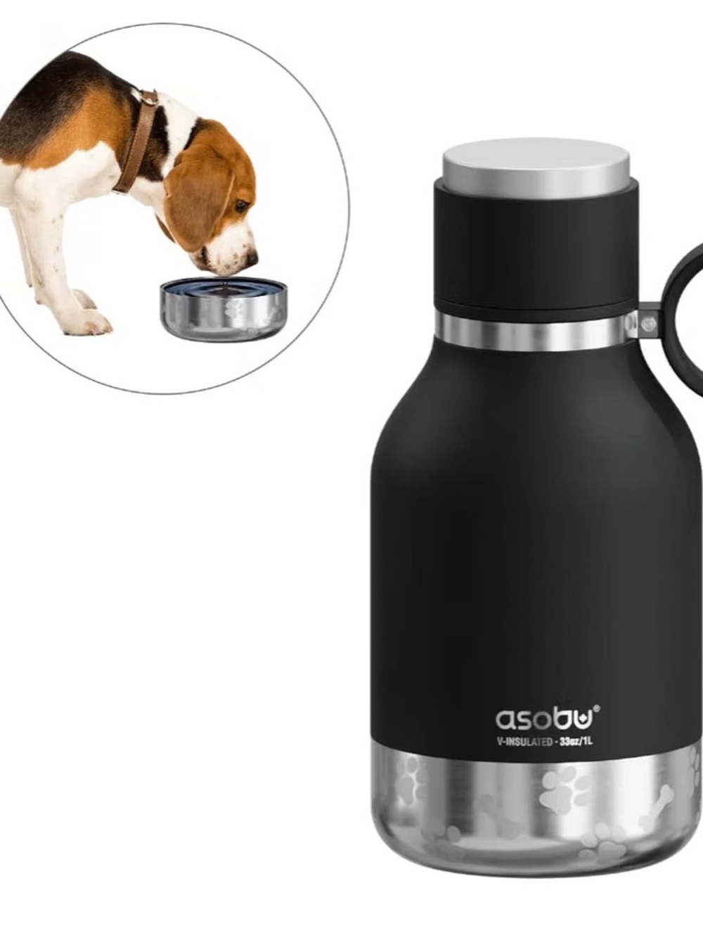 NWT Asobu Buddy Bottle Stainless Steel with Removable Dog Water Bowl 37 oz